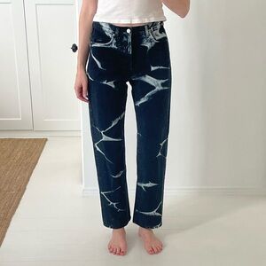 Gently used Dries Van Noten black tie dye jeans | Size 28